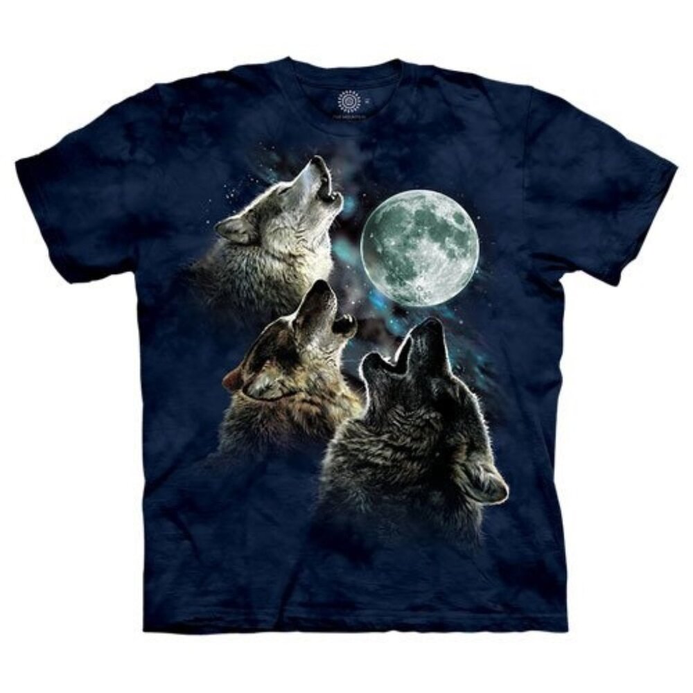The Mountain Graphic Tee Three Wolf Moon In Blue Adult Size
